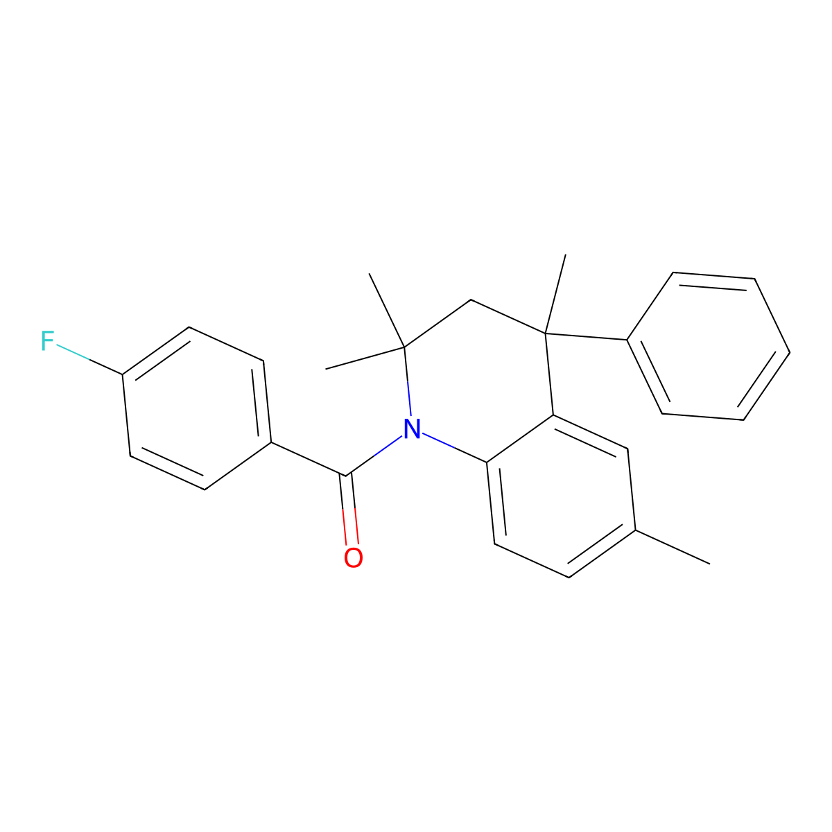 (4-fluorophenyl)-(2,2,4,6-tetramethyl-4-phenyl-3H-quinolin-1-yl)methanone molecular structure, CAS 305863-34-7