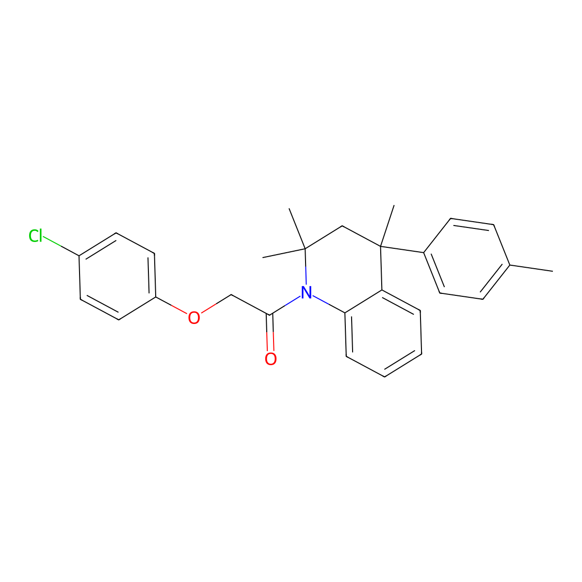 2-(4-chlorophenoxy)-1-[2,2,4-trimethyl-4-(4-methylphenyl)-3H-quinolin-1-yl]ethanone molecular structure, CAS 305863-98-3