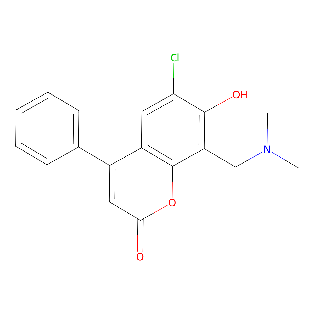 6-chloro-8-[(dimethylamino)methyl]-7-hydroxy-4-phenyl-2H-chromen-2-one molecular structure, CAS 305864-03-3