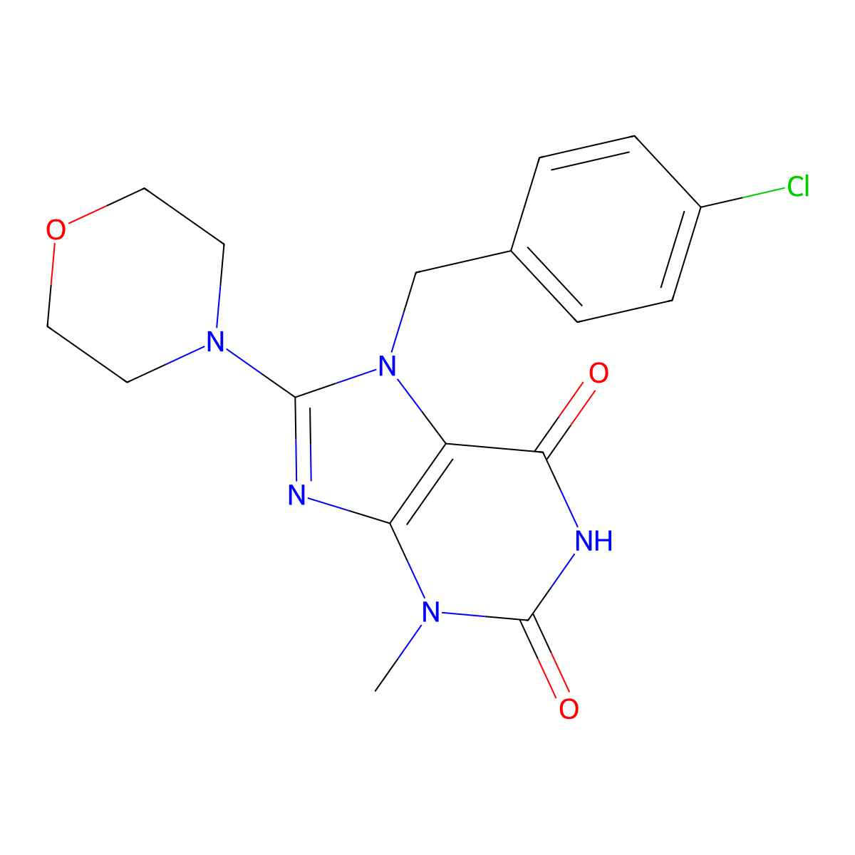 7-(4-chlorobenzyl)-3-methyl-8-(4-morpholinyl)-3,7-dihydro-1H-purine-2,6-dione molecular structure, CAS 305864-40-8