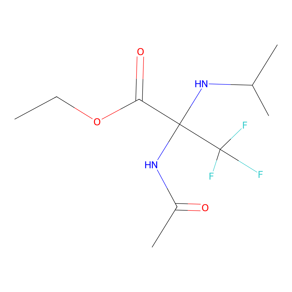 Ethyl 2-acetamido-3,3,3-trifluoro-2-(isopropylamino)propionate molecular structure, CAS 305865-06-9