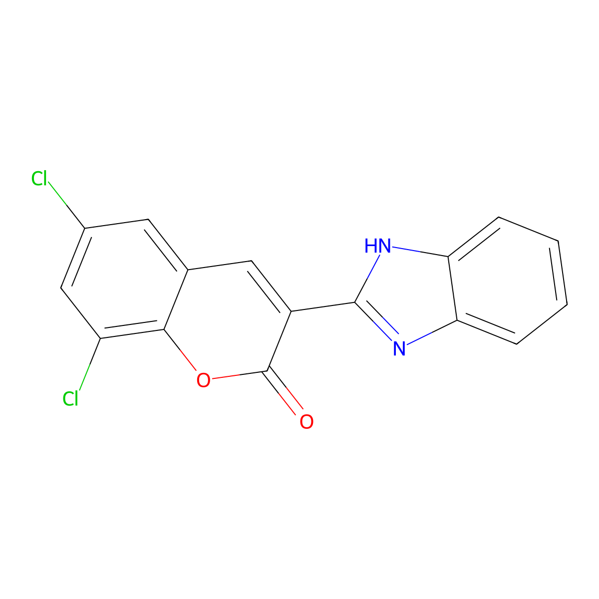 3-(1H-benzimidazol-2-yl)-6,8-dichlorochromen-2-one molecular structure, CAS 305865-15-0