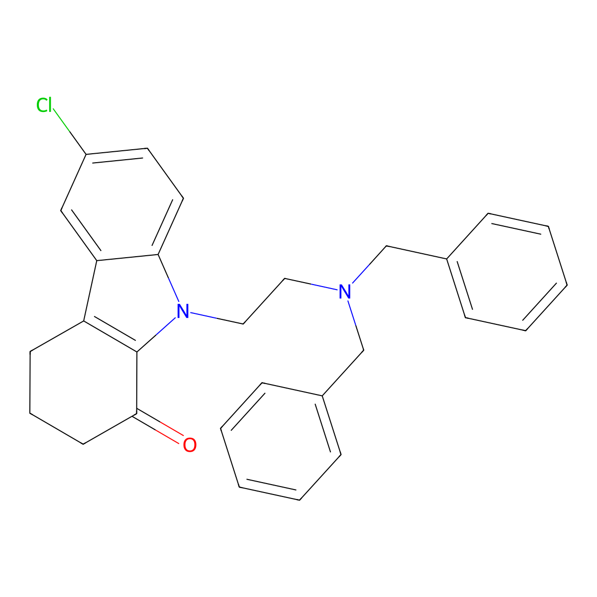 6-chloro-9-[2-(dibenzylamino)ethyl]-2,3,4,9-tetrahydro-1H-carbazol-1-one molecular structure, CAS 305865-22-9