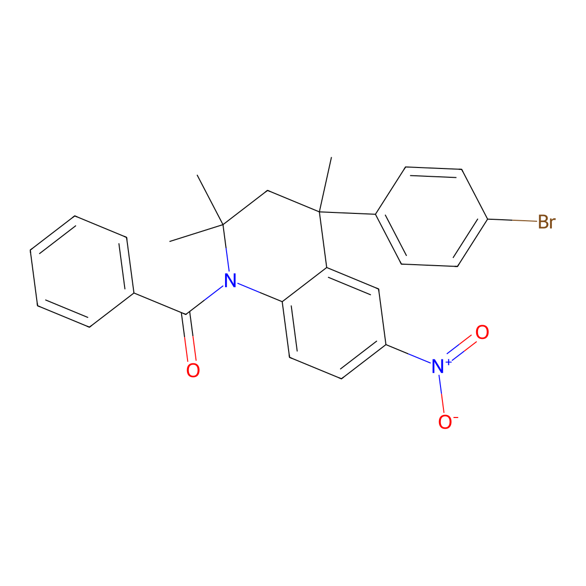 [4-(4-bromophenyl)-2,2,4-trimethyl-6-nitro-3H-quinolin-1-yl]-phenylmethanone molecular structure, CAS 305865-27-4