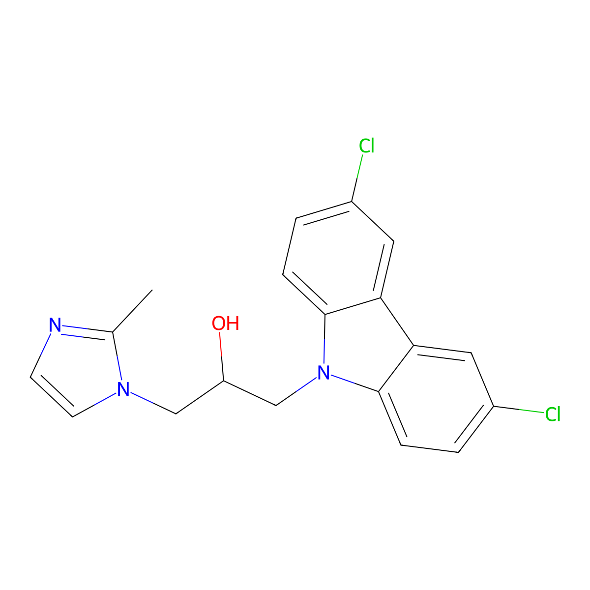 1-(3,6-dichloro-9H-carbazol-9-yl)-3-(2-methyl-1H-imidazol-1-yl)propan-2-ol molecular structure, CAS 305865-40-1