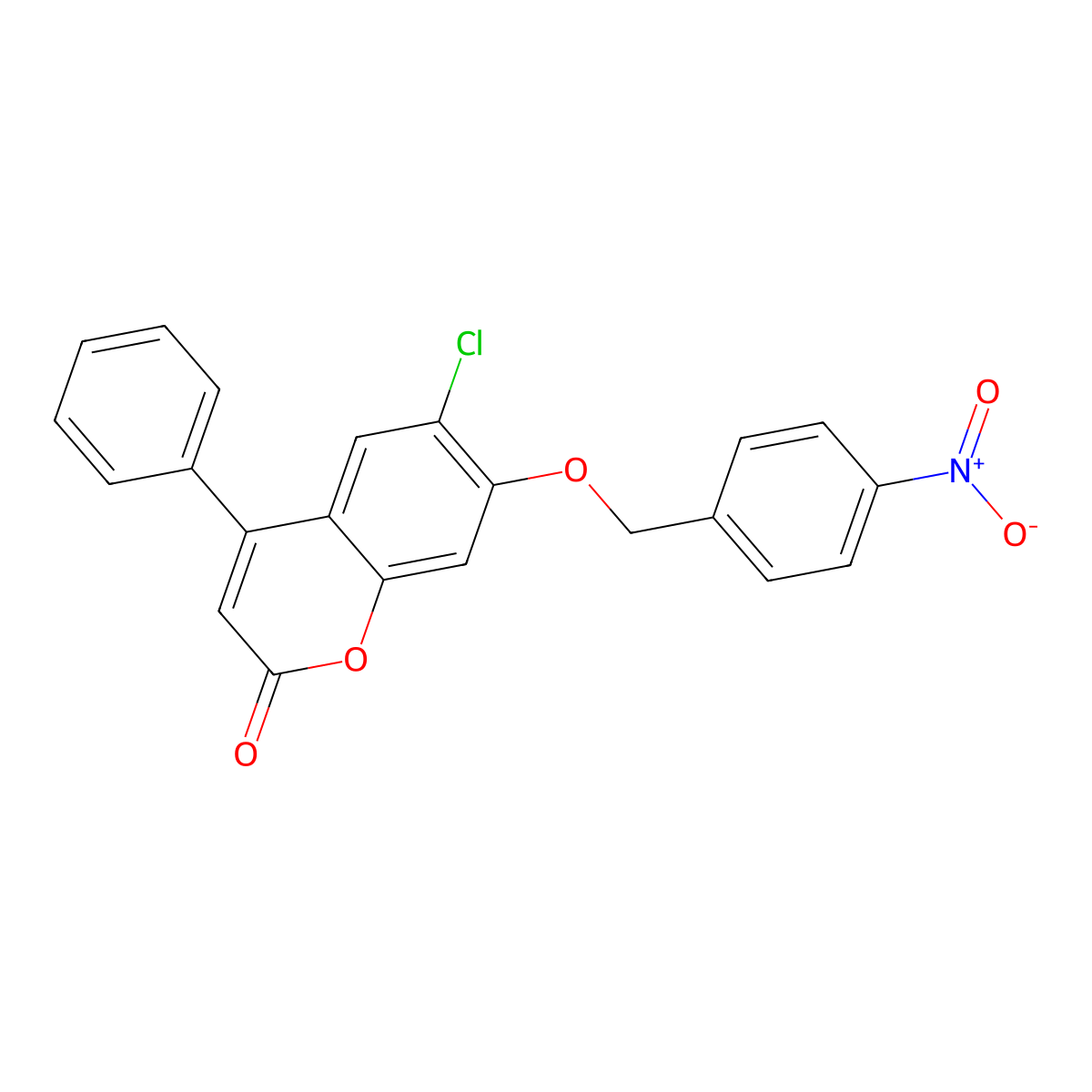 6-Chloro-7-((4-nitrobenzyl)oxy)-4-phenyl-2H-chromen-2-one molecular structure, CAS 305865-41-2