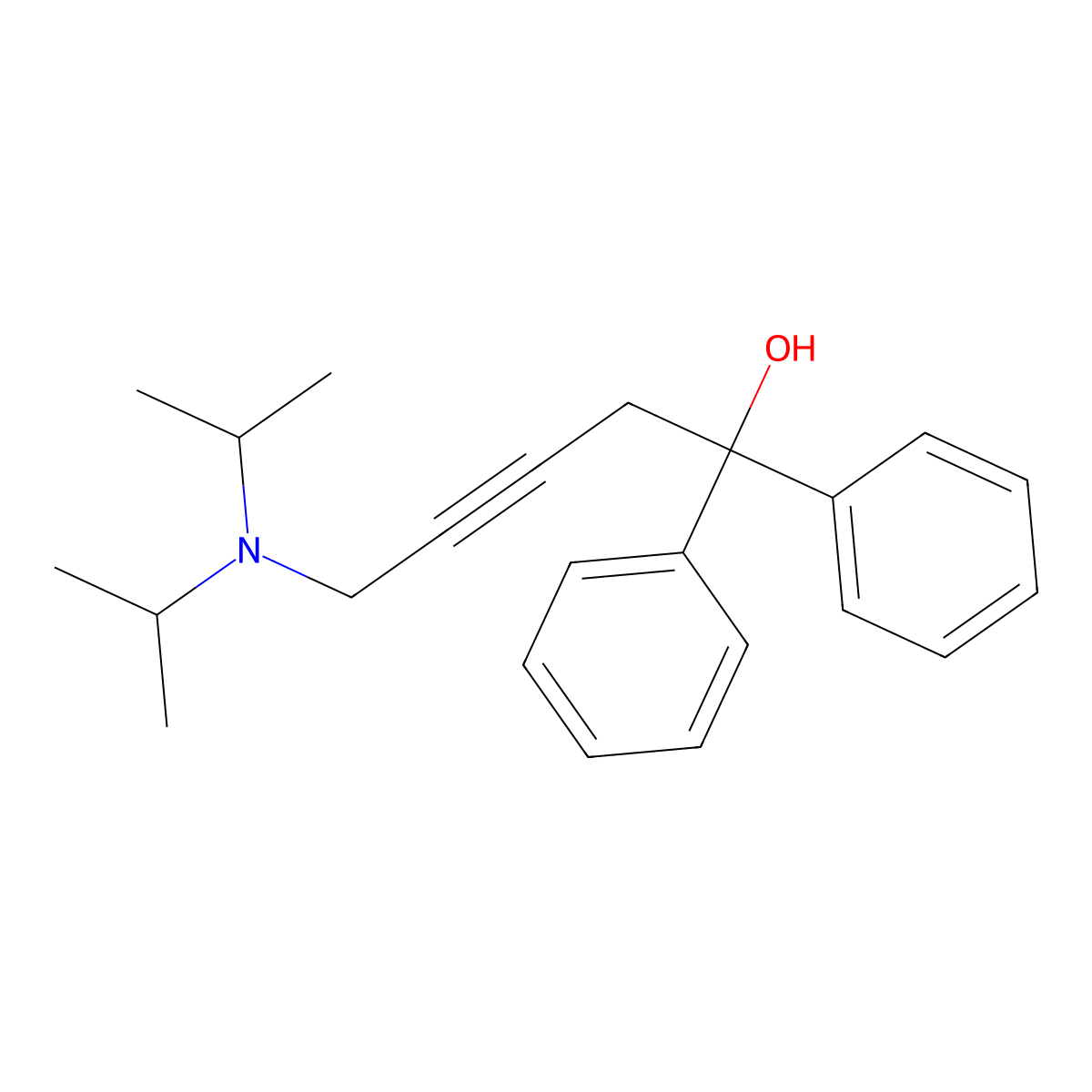 5-(Dipropan-2-ylamino)-1,1-diphenylpent-3-yn-1-ol molecular structure, CAS 305865-43-4