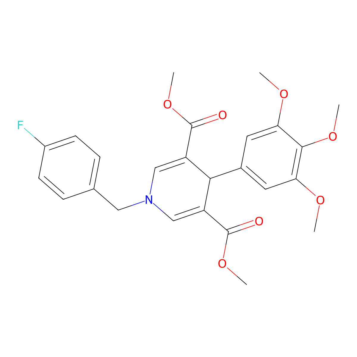 1-[(4-fluorophenyl)methyl]-4-(3,4,5-trimethoxyphenyl)-4H-pyridine-3,5-dicarboxylic acid dimethyl ester molecular structure, CAS 305865-75-2