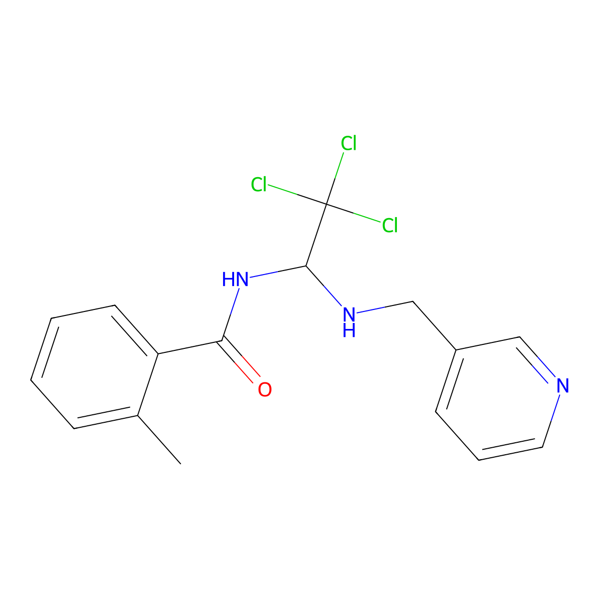 2-methyl-N-{2,2,2-trichloro-1-[(3-pyridinylmethyl)amino]ethyl}benzamide molecular structure, CAS 305866-48-2