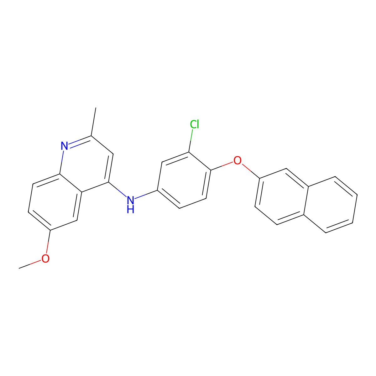 N-[3-chloro-4-(naphthalen-2-yloxy)phenyl]-6-methoxy-2-methylquinolin-4-amine molecular structure, CAS 305866-70-0
