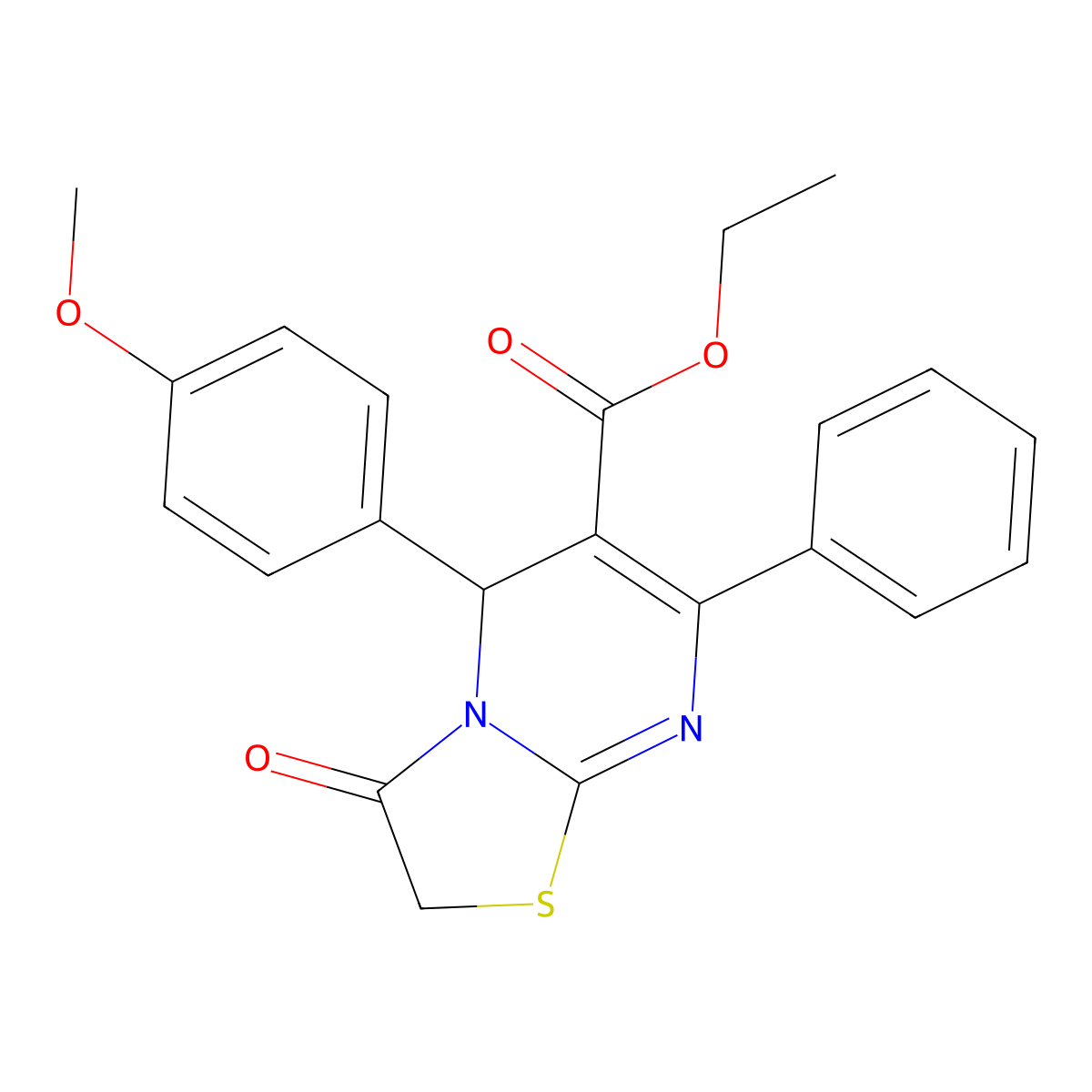 ethyl 5-(4-methoxyphenyl)-3-oxo-7-phenyl-5H-[1,3]thiazolo[3,2-a]pyrimidine-6-carboxylate molecular structure, CAS 305866-73-3