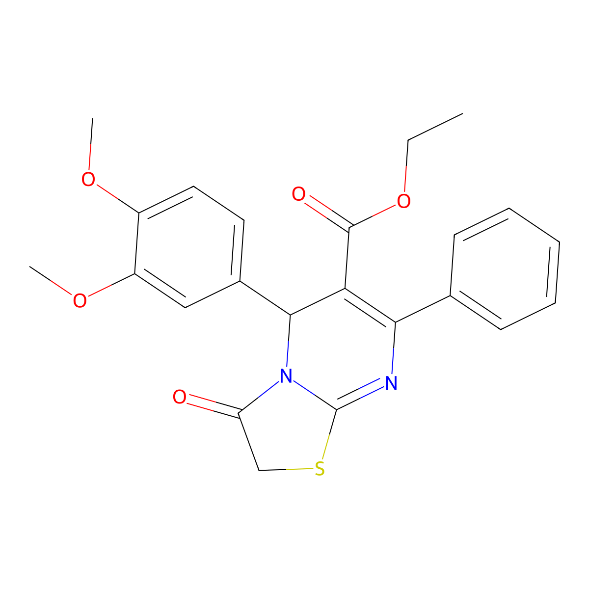 ethyl 5-(3,4-dimethoxyphenyl)-3-oxo-7-phenyl-2,3-dihydro-5H-[1,3]thiazolo[3,2-a]pyrimidine-6-carboxylate molecular structure, CAS 305866-75-5