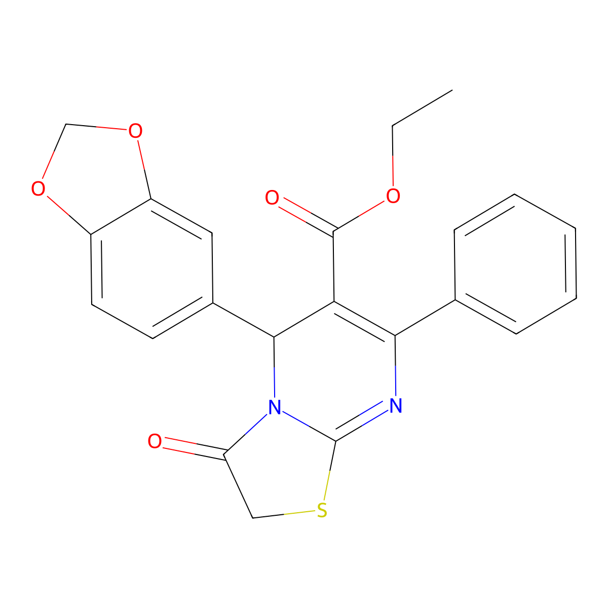 ethyl 5-(1,3-benzodioxol-5-yl)-3-oxo-7-phenyl-5H-[1,3]thiazolo[3,2-a]pyrimidine-6-carboxylate molecular structure, CAS 305866-79-9
