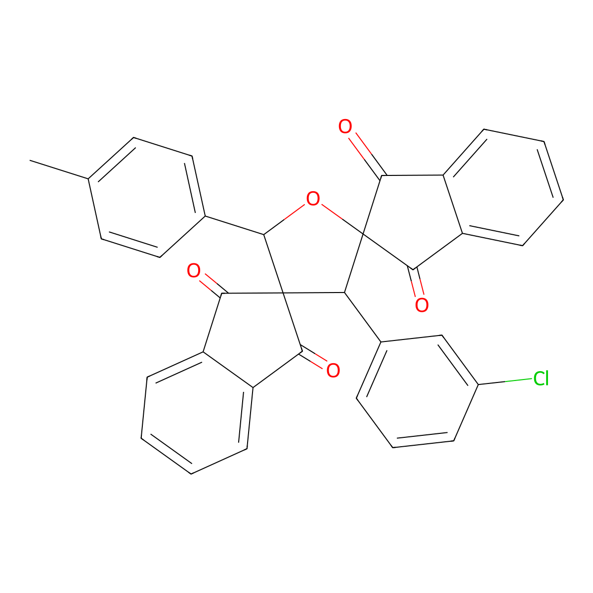 3-(3-Chlorophenyl)-5-(4-methylphenyl)dispiro[indene-2,2-furan-4,2-indene]-1,1,3,3-tetrone molecular structure, CAS 305866-91-5