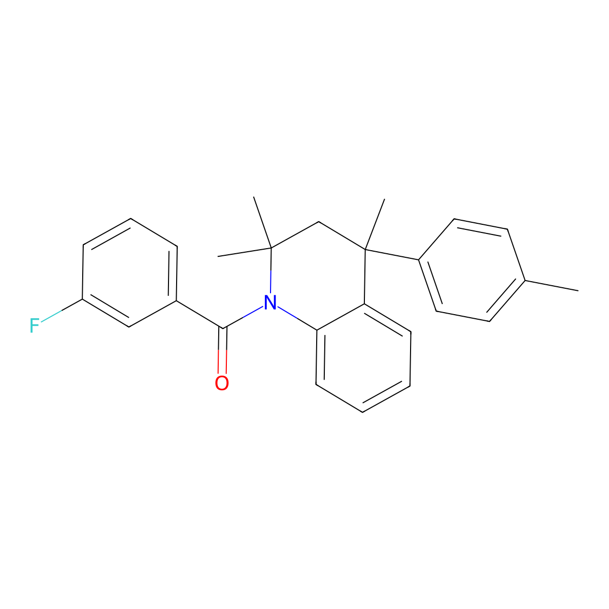 (3-fluorophenyl)-[2,2,4-trimethyl-4-(4-methylphenyl)-3H-quinolin-1-yl]methanone molecular structure, CAS 305866-96-0