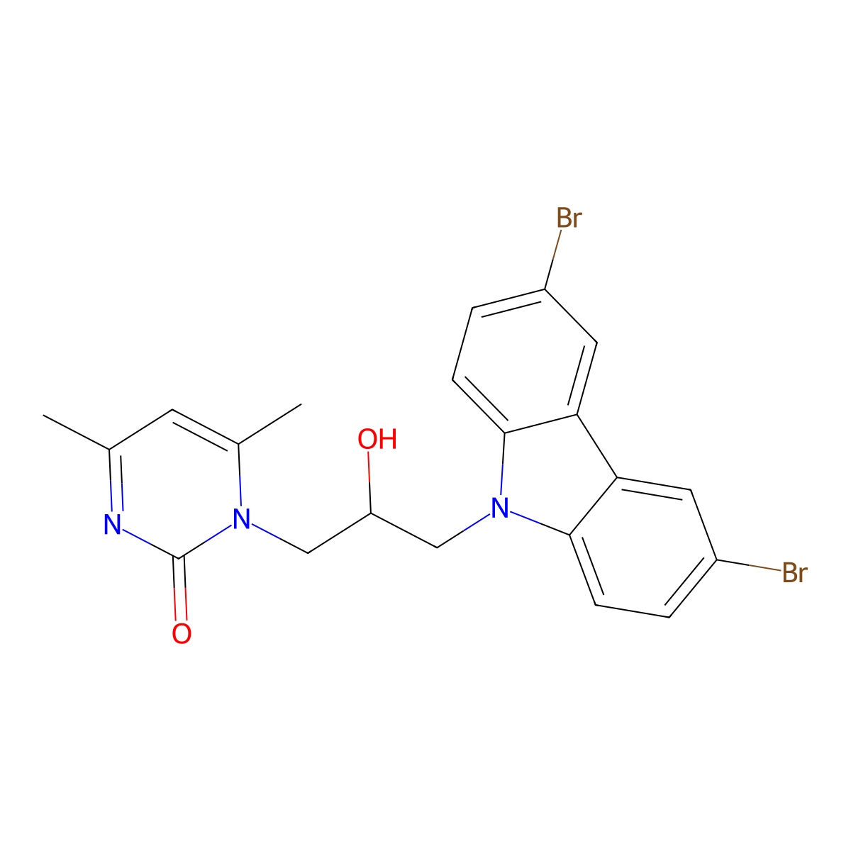 1-[3-(3,6-dibromo-9H-carbazol-9-yl)-2-hydroxypropyl]-4,6-dimethyl-2(1H)-pyrimidinone molecular structure, CAS 305866-98-2