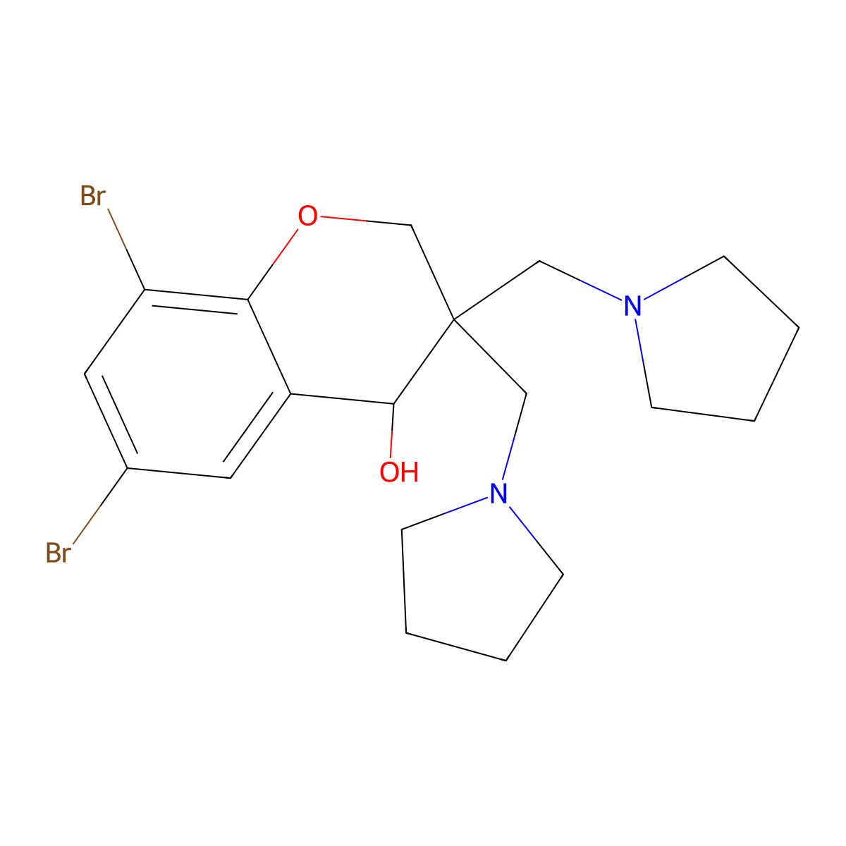 6,8-Dibromo-3,3-bis(pyrrolidin-1-ylmethyl)chroman-4-ol molecular structure, CAS 305867-38-3