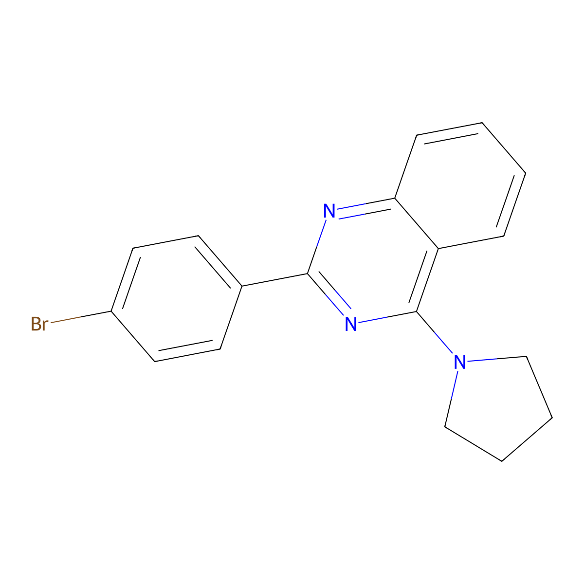 2-(4-Bromophenyl)-4-pyrrolidin-1-ylquinazoline molecular structure, CAS 305867-81-6