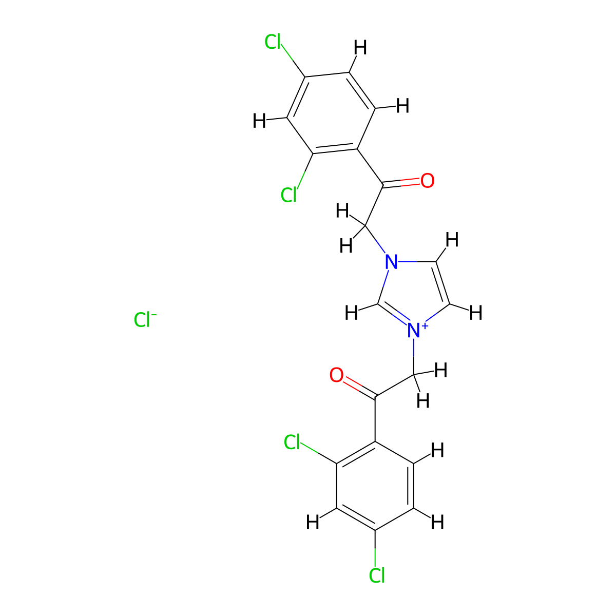 1,3-bis(2-(2,4-dichlorophenyl)-2-oxoethyl)-1H-imidazol-3-ium chloride molecular structure, CAS 305868-32-0