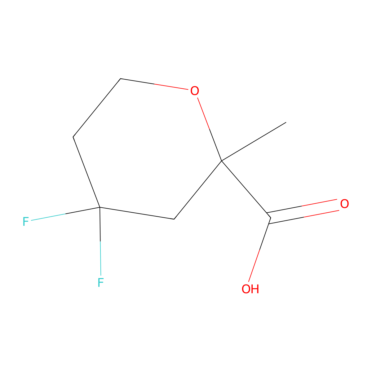 4,4-Difluoro-2-methyloxane-2-carboxylic acid molecular structure, CAS 3059197-75-7