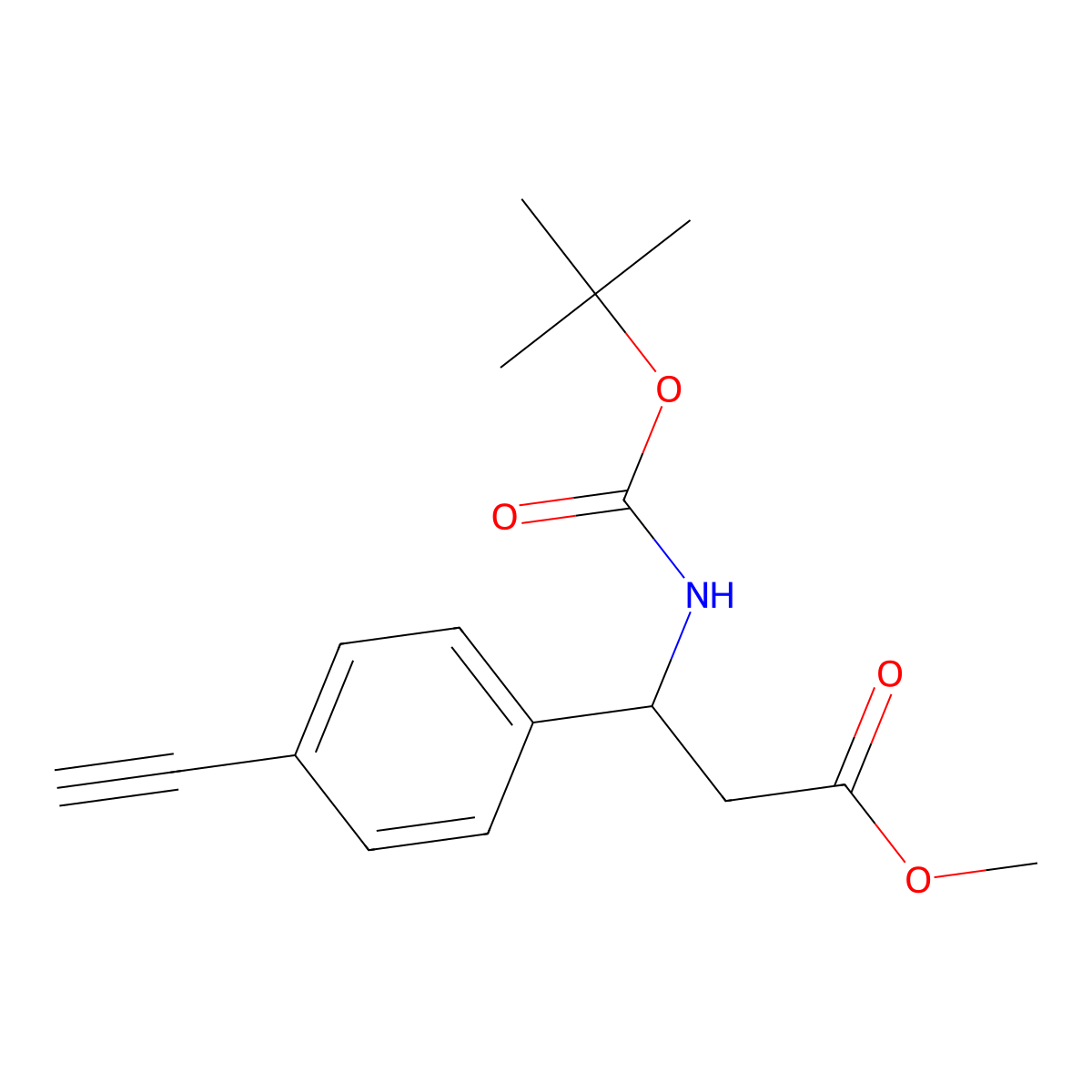 Methyl 3-{[(tert-butoxy)carbonyl]amino}-3-(4-ethynylphenyl)propanoate molecular structure, CAS 3059202-37-5