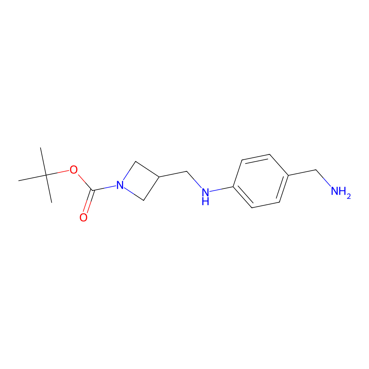Tert-butyl 3-({[4-(aminomethyl)phenyl]amino}methyl)azetidine-1-carboxylate molecular structure, CAS 3059228-88-2