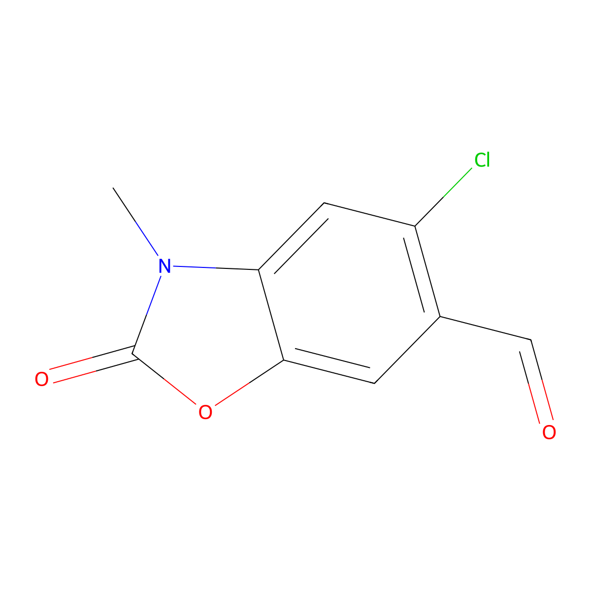 5-Chloro-3-methyl-2-oxo-2,3-dihydro-1,3-benzoxazole-6-carbaldehyde molecular structure, CAS 3059237-47-4
