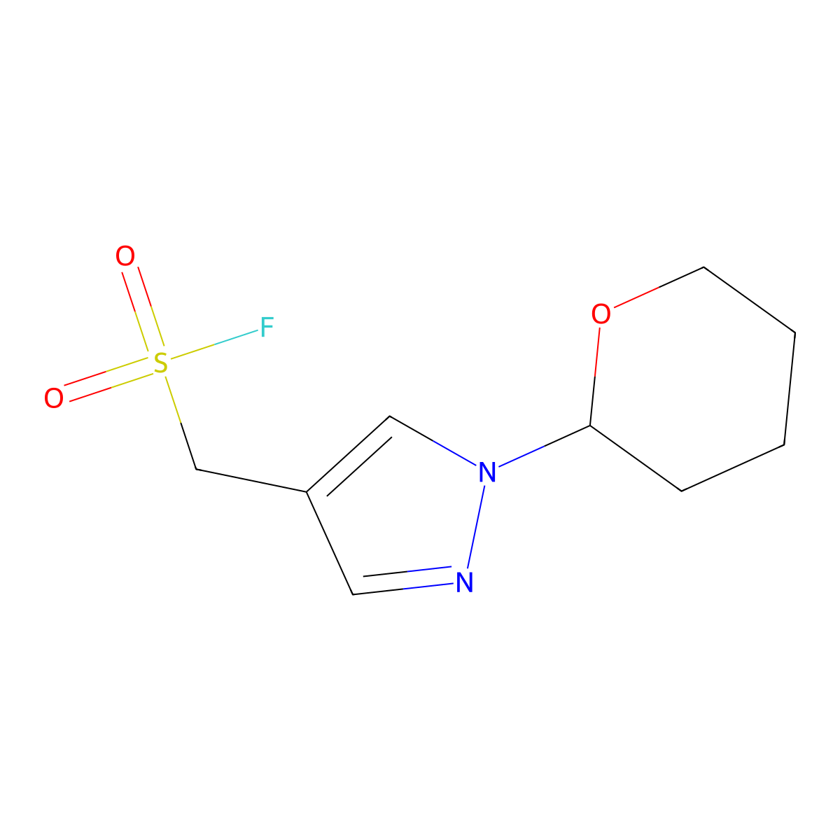 [1-(oxan-2-yl)-1H-pyrazol-4-yl]methanesulfonyl fluoride molecular structure, CAS 3059238-21-7