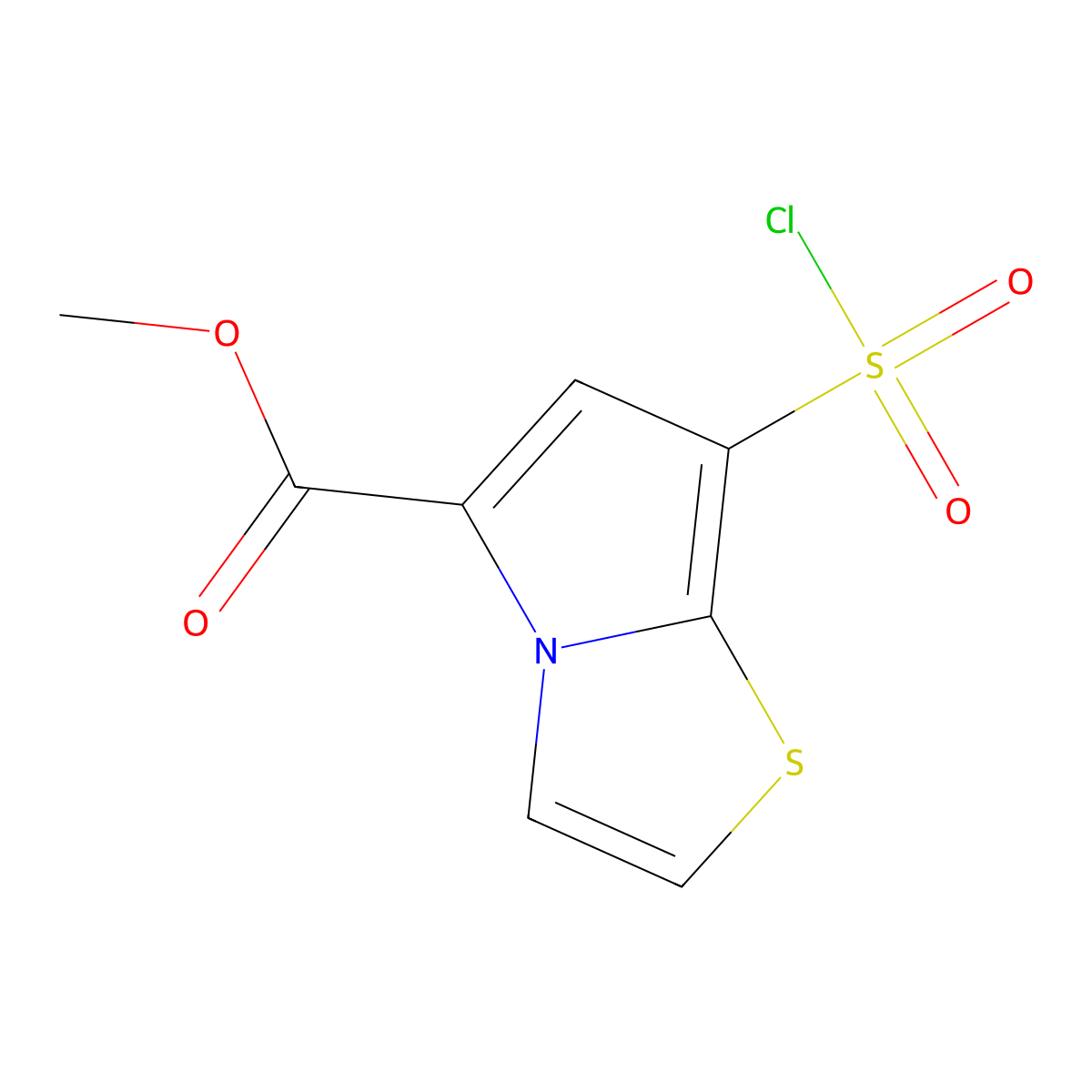 Methyl 7-(chlorosulfonyl)pyrrolo[2,1-b][1,3]thiazole-5-carboxylate molecular structure, CAS 3059243-84-1
