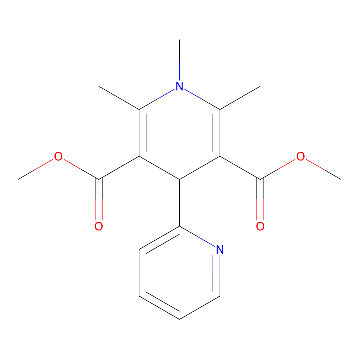 Dimethyl 1,4-dihydro-4-(2-pyridinyl)-1,2,6-trimethyl-3,5-pyridinedicarboxylate molecular structure, CAS 30593-15-8