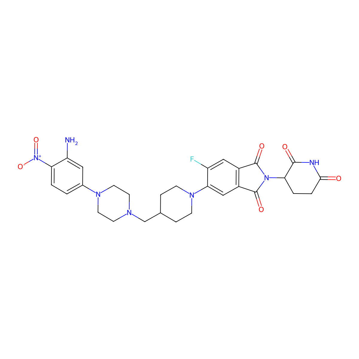 5-[4-[[4-(3-Amino-4-nitrophenyl)piperazin-1-yl]methyl]piperidin-1-yl]-2-(2,6-dioxopiperidin-3-yl)-6-fluoroisoindole-1,3-dione molecular structure, CAS 3059333-98-8