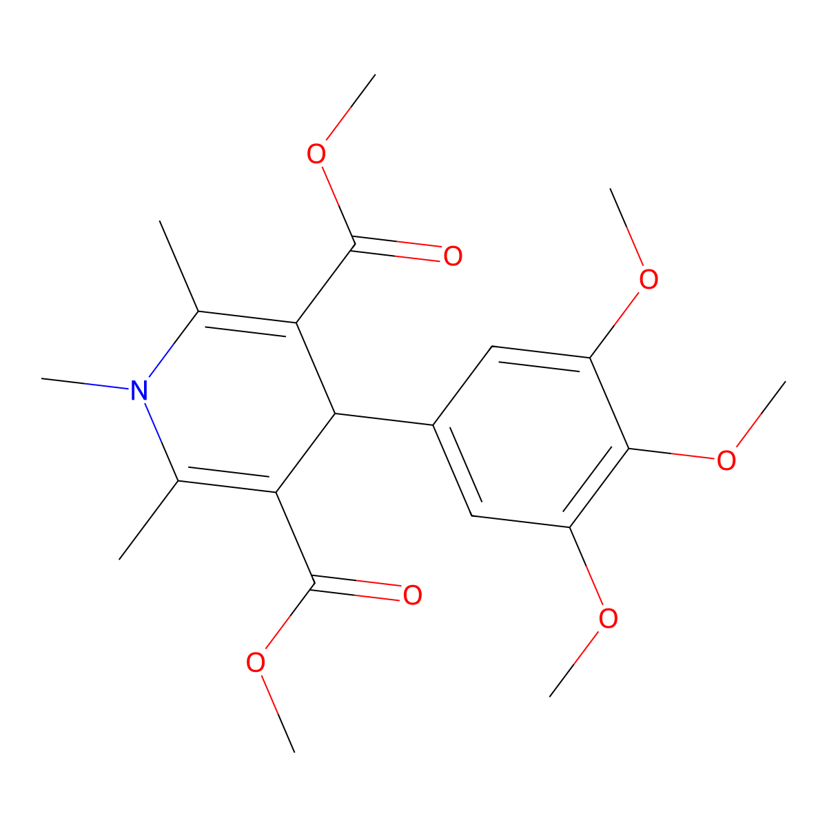 Dimethyl 1,2,6-trimethyl-4-(3,4,5-trimethoxyphenyl)-1,4-dihydropyridine-3,5-dicarboxylate molecular structure, CAS 30594-38-8