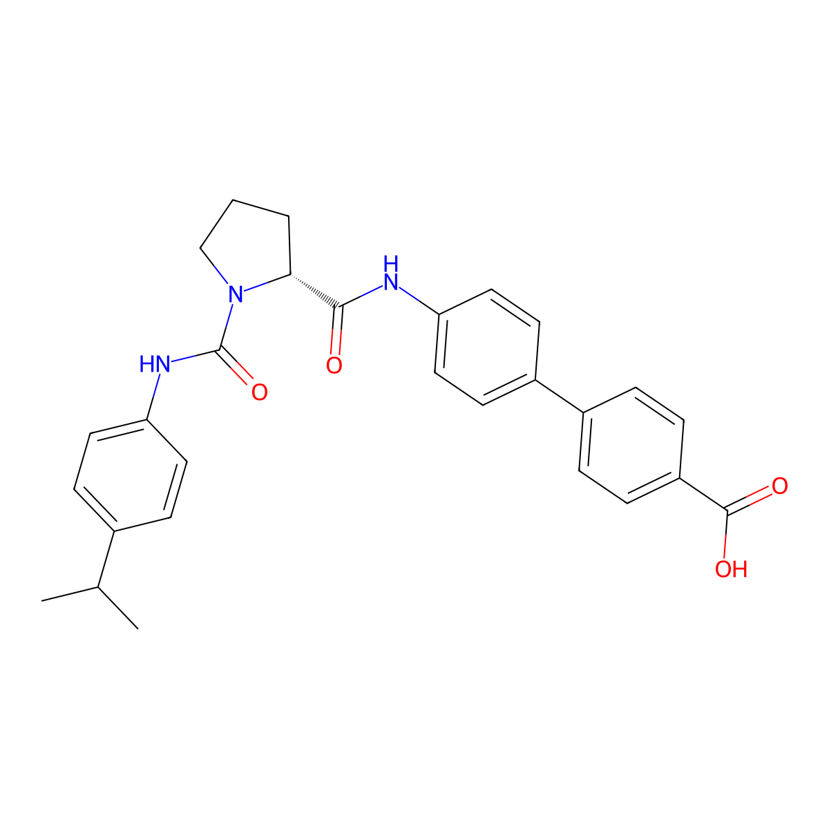 (R)-4'-(1-((4-Isopropylphenyl)carbamoyl)pyrrolidine-2-carboxamido)-[1,1'-biphenyl]-4-carboxylic acid molecular structure, CAS 3059496-70-4