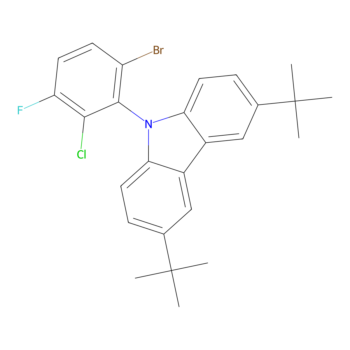 9-(6-Bromo-2-chloro-3-fluorophenyl)-3,6-di-tert-butyl-9H-carbazole molecular structure, CAS 3059640-02-4