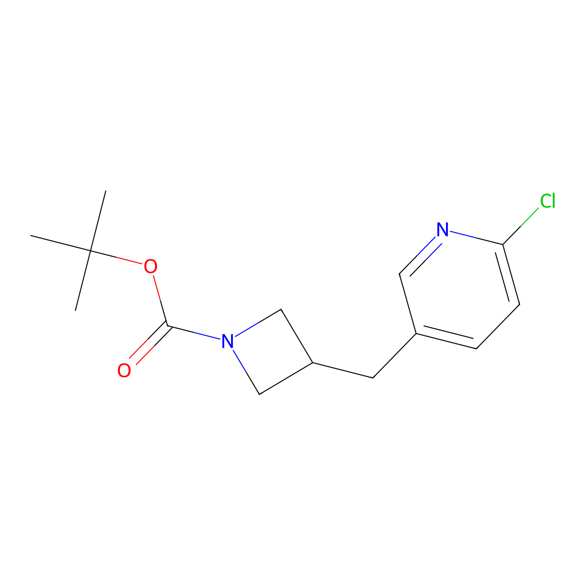Tert-butyl 3-[(6-chloropyridin-3-yl)methyl]azetidine-1-carboxylate molecular structure, CAS 3059923-89-3