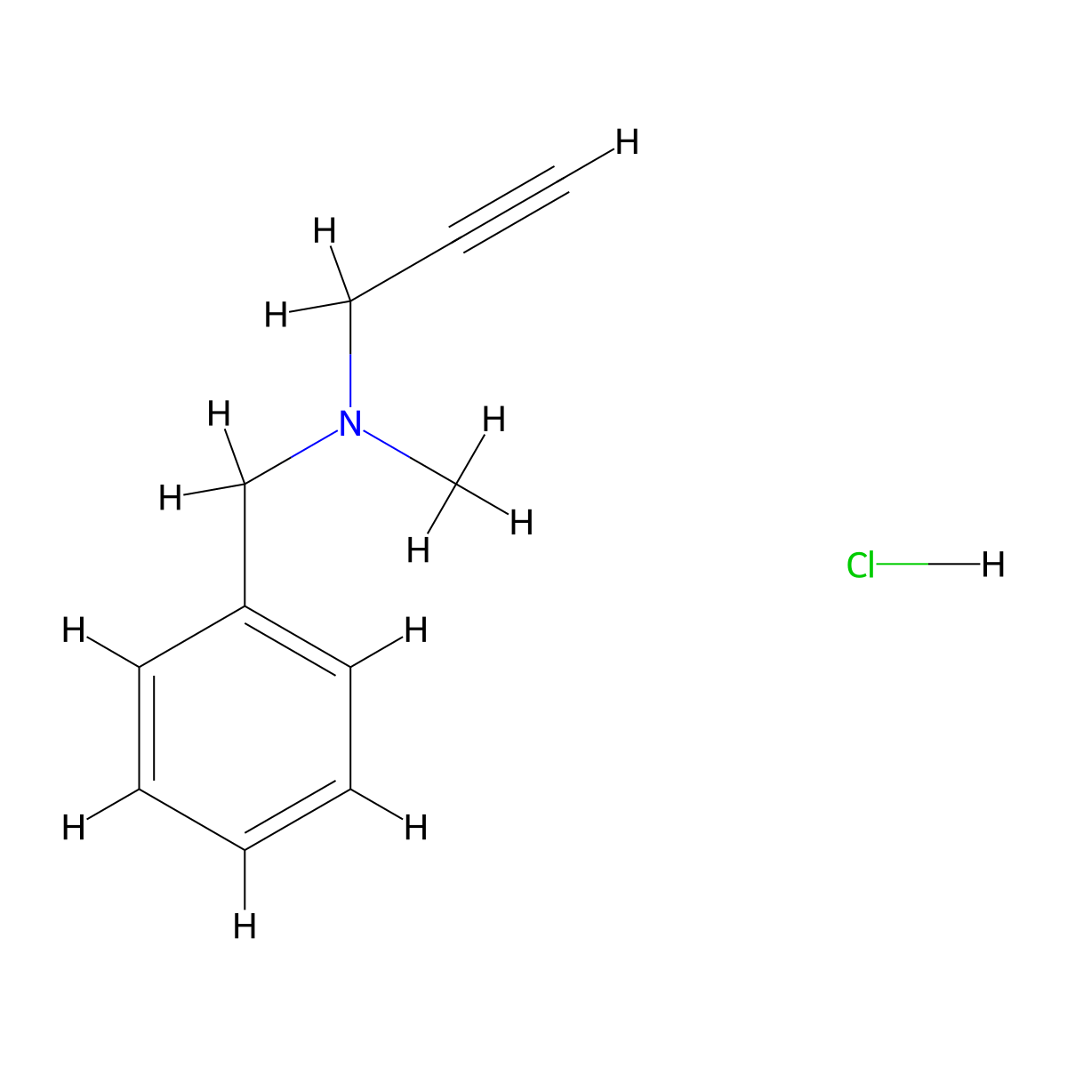 Pargyline Hydrochloride molecular structure, CAS 306-07-0