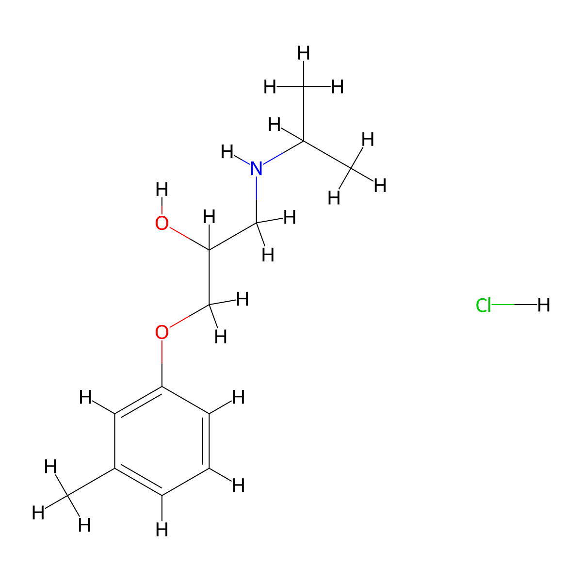(2-Hydroxy-3-(m-tolyloxy)propyl)isopropylammonium chloride molecular structure, CAS 306-11-6