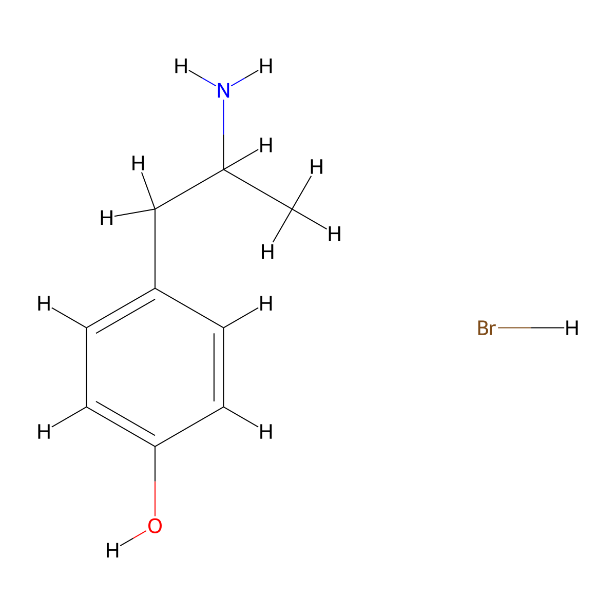 Hydroxyamphetamine Hydrobromide molecular structure, CAS 306-21-8