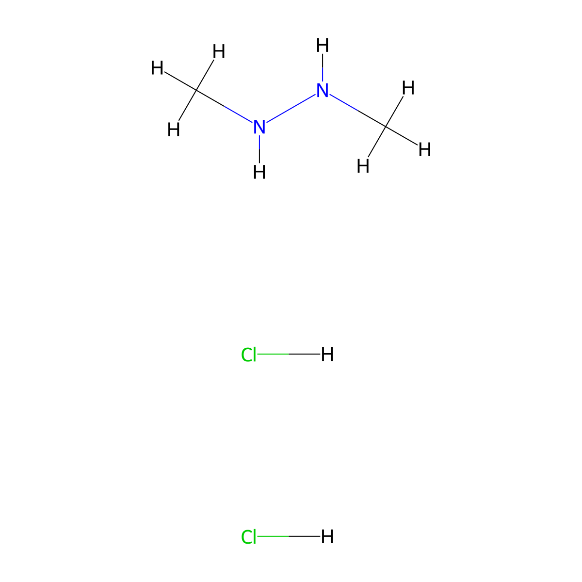 1,2-Dimethylhydrazine dihydrochloride molecular structure, CAS 306-37-6