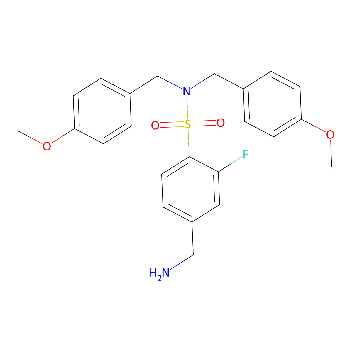 4-(Aminomethyl)-2-fluoro-N,N-bis(4-methoxybenzyl)benzenesulfonamide molecular structure, CAS 3060061-53-9