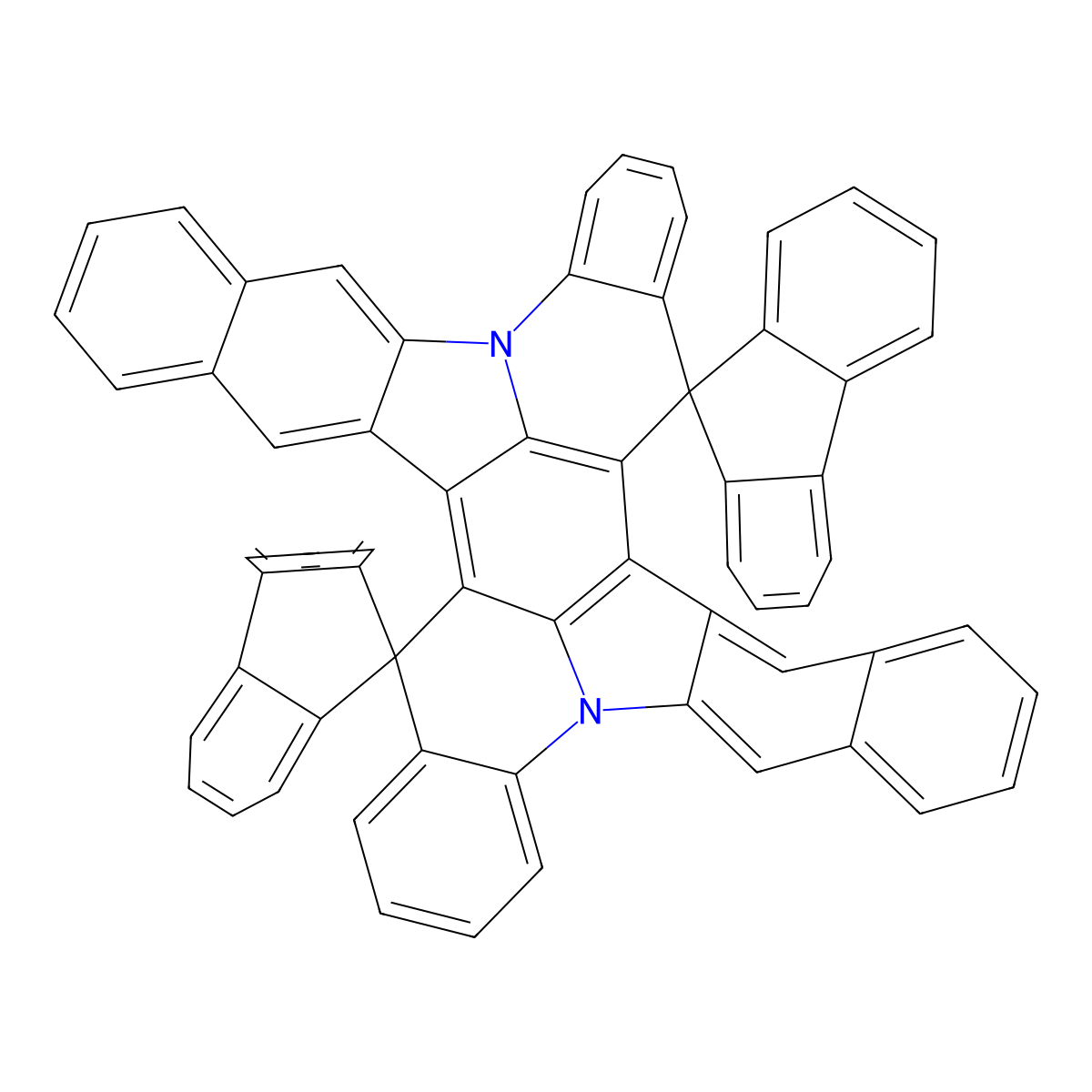Dispiro[fluorene-9,12'-benzo[5,6]indolo[3,2,1-DE]benzo[5,6]naphtho[2',3':2,3]indolizino[1,8-AB]acridine-24',9''-fluorene] molecular structure, CAS 3060458-99-0