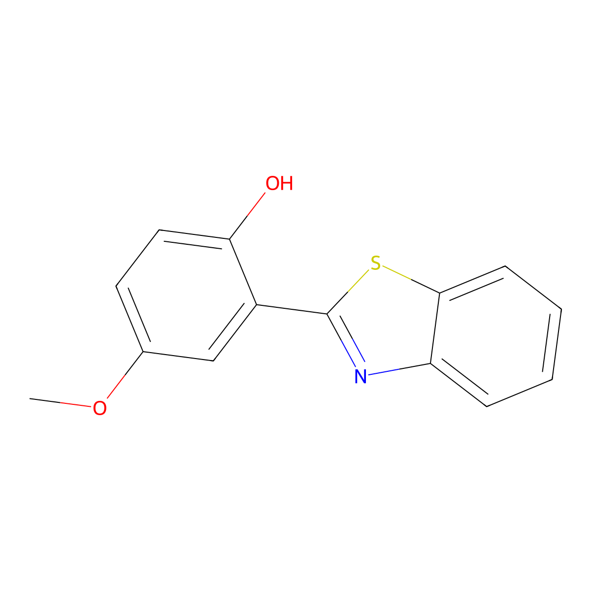 Phenol, 2-(2-benzothiazolyl)-4-methoxy- molecular structure, CAS 30612-17-0