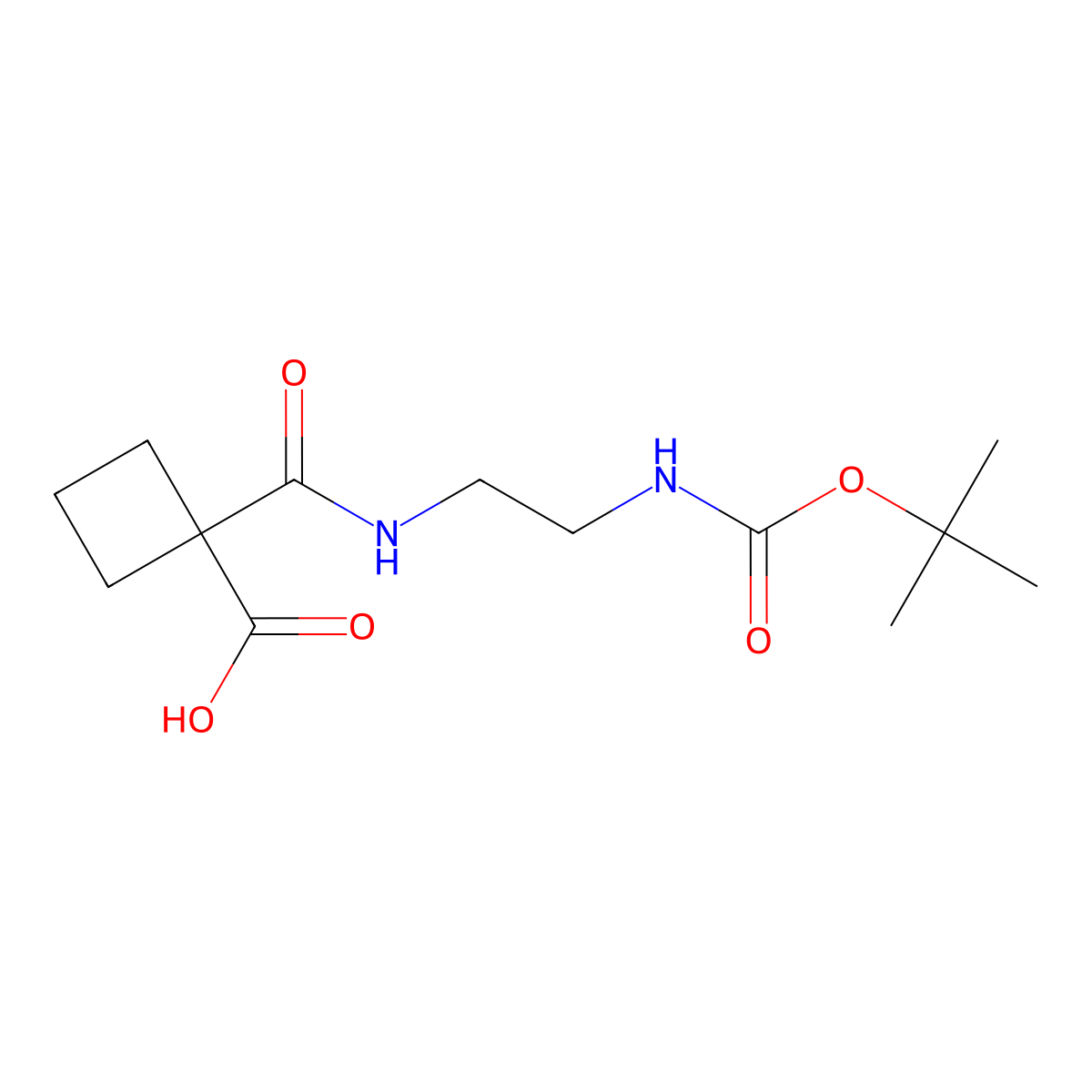 1-((2-((Tert-butoxycarbonyl)amino)ethyl)carbamoyl)cyclobutane-1-carboxylic acid molecular structure, CAS 3061440-14-7