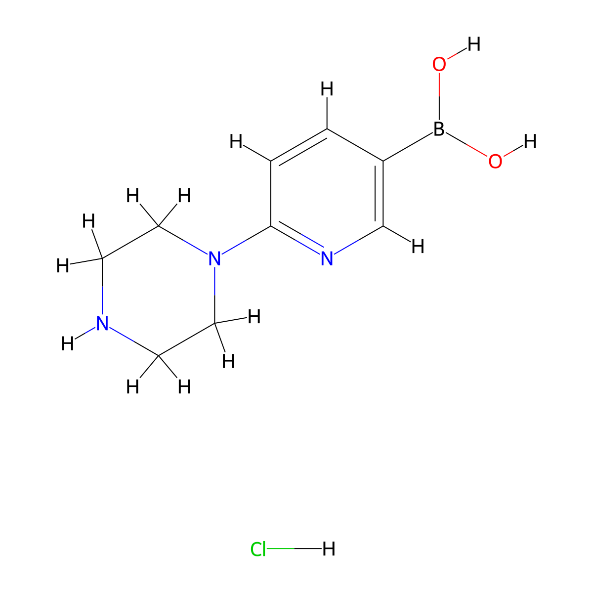 (6-(Piperazin-1-yl)pyridin-3-yl)boronic acid hydrochloride molecular structure, CAS 3061721-01-2