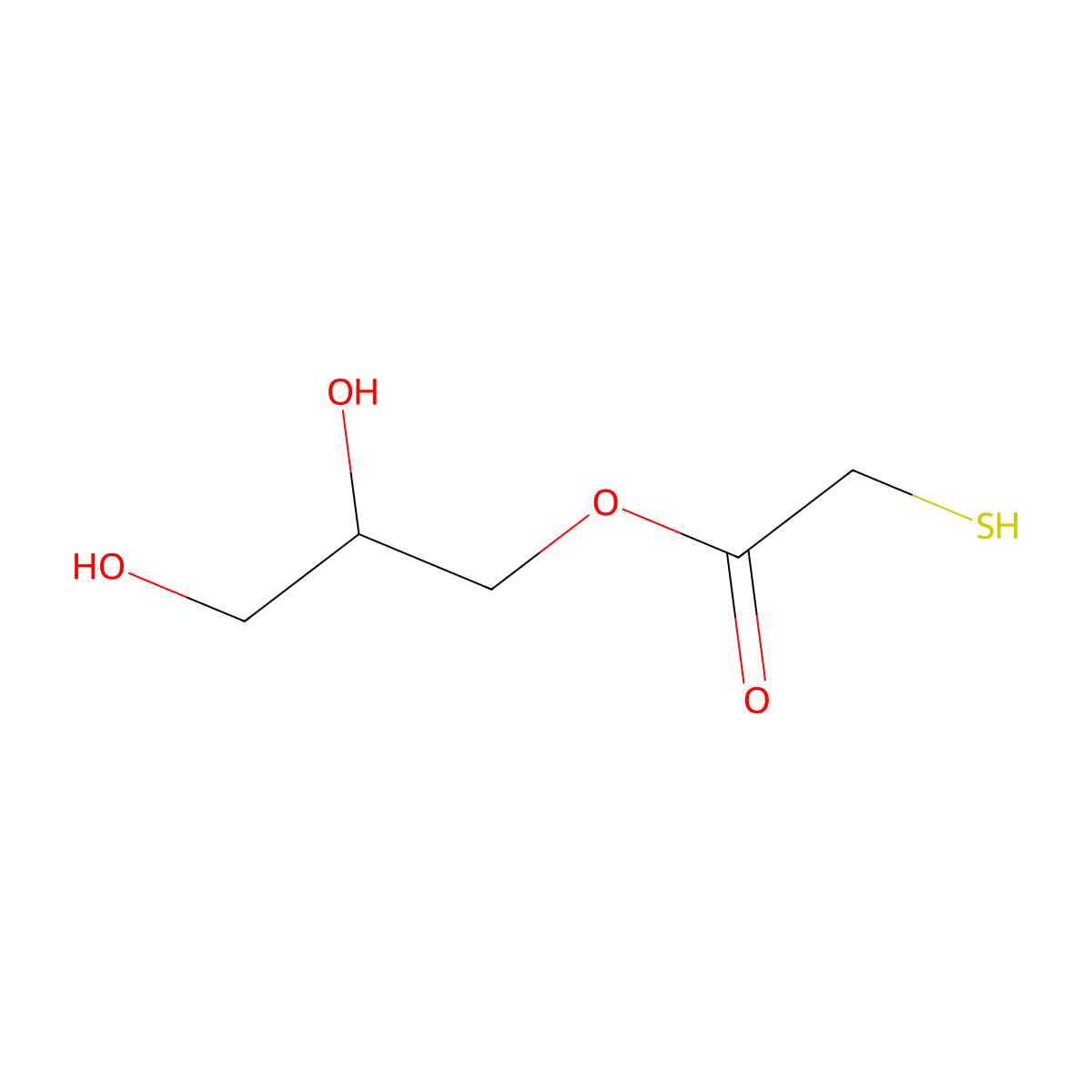 Glyceryl monothioglycolate molecular structure, CAS 30618-84-9