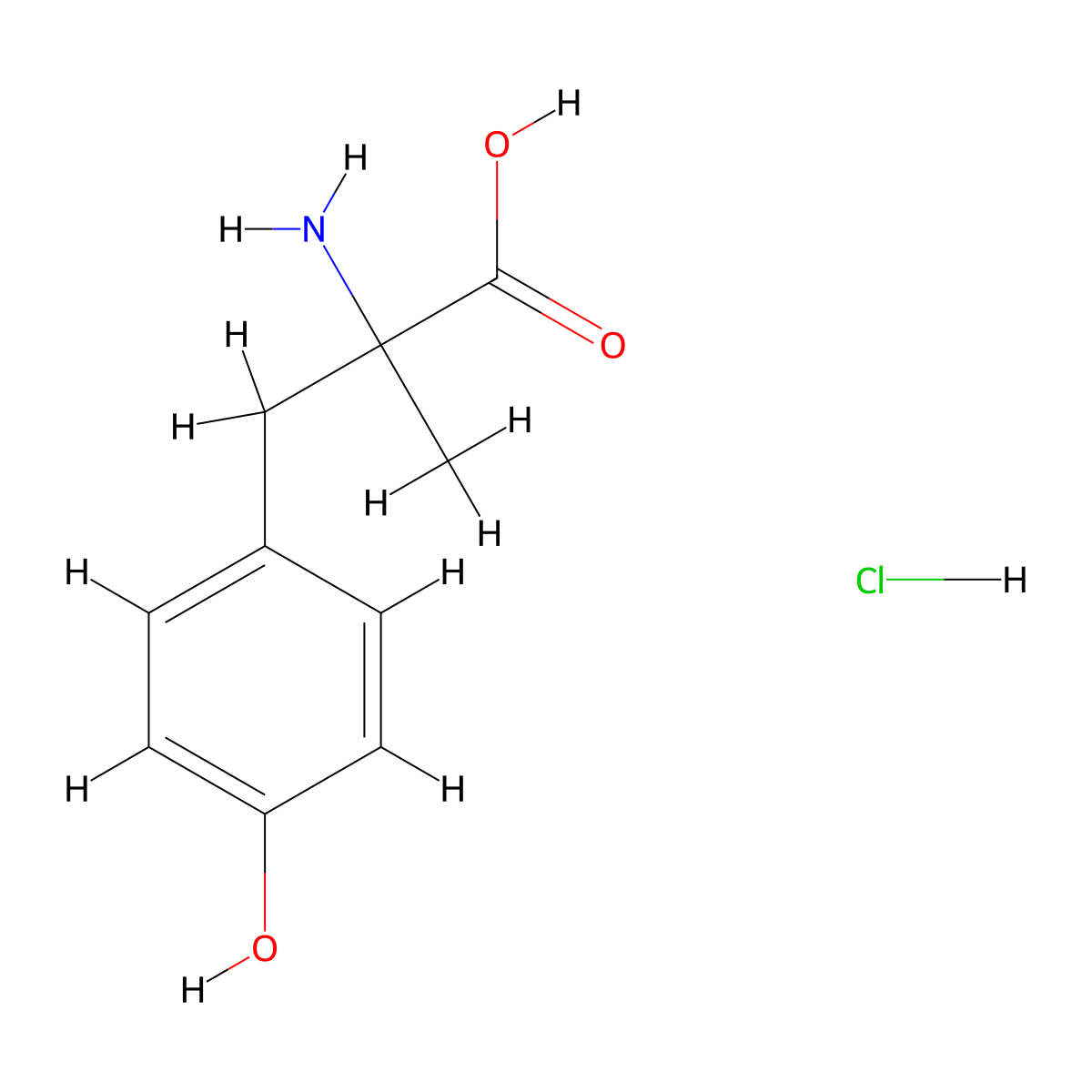 DL-alpha-methyltyrosine hydrochloride molecular structure, CAS 30625-05-9