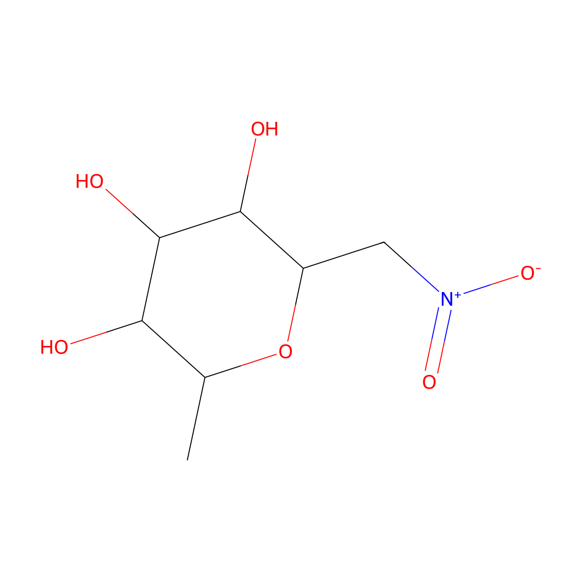 b-L-Rhamnopyranosyl nitromethane molecular structure, CAS 30627-99-7