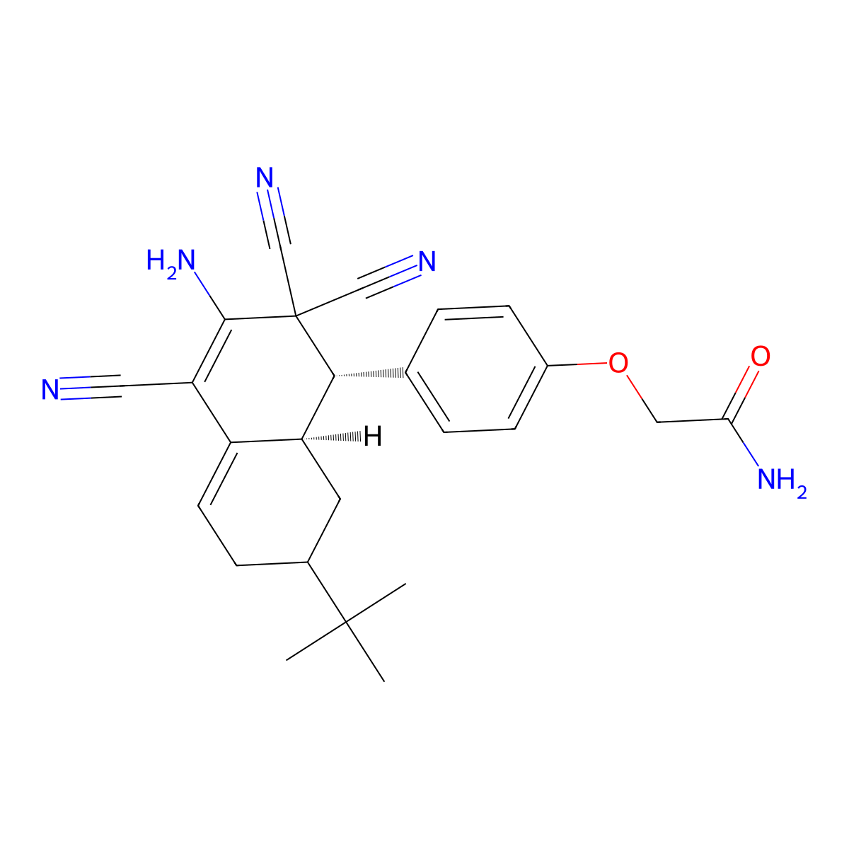 2-[4-(3-Amino-7-tert-butyl-2,2,4-tricyano-1,2,6,7,8,8a-hexahydro-1-naphthalenyl)phenoxy]acetamide molecular structure, CAS 306272-85-5