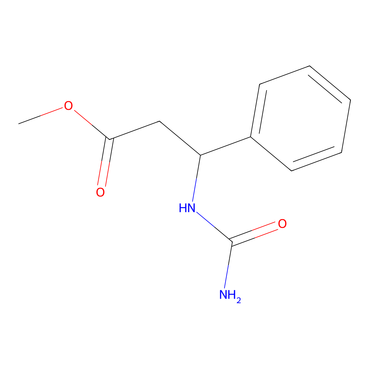 Methyl 3-[(aminocarbonyl)amino]-3-phenylpropanoate molecular structure, CAS 306277-62-3