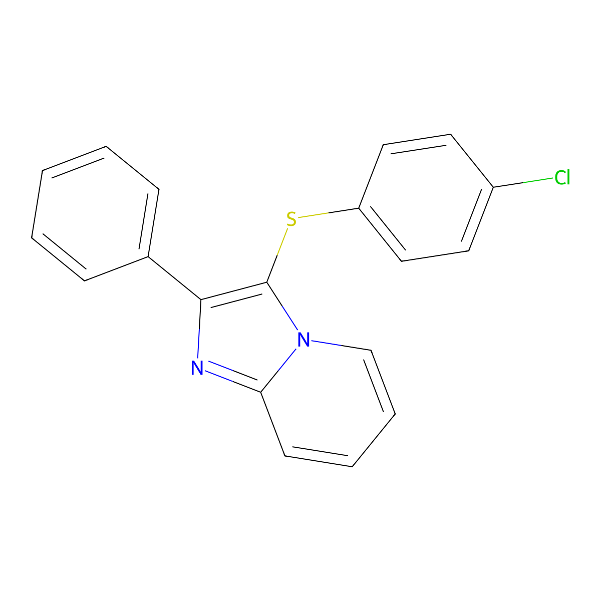 4-Chlorophenyl 2-phenylimidazo[1,2-a]pyridin-3-yl sulfide molecular structure, CAS 306278-24-0